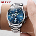 OLEVS 5569 Business Men Luminous Hands Clock Male Chronograph Watch Date Steel Bracelet Watchband Man's Waterproof Wristwatch